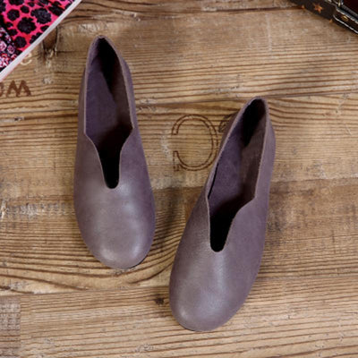 Babakud Handmade Flats Casual Leather Round Toe Shoes 33-41 2019 Jun New 33 Deep Purple 