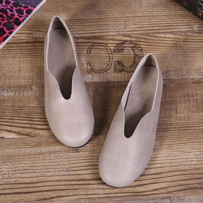 Babakud Handmade Flats Casual Leather Round Toe Shoes 33-41