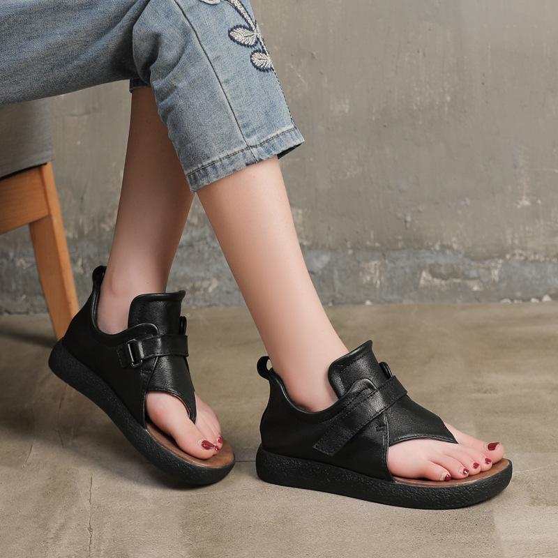 Babakud Handmade Leather Soft Bottom Vintage Sandals 2019 Jun New 35 Black 