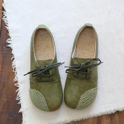 Babakud Handmade Linen Insole Lace Up Casual Leather Shoes 2019 July New 35 Green 