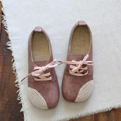 Babakud Handmade Linen Insole Lace Up Casual Leather Shoes 2019 July New 35 Pink 