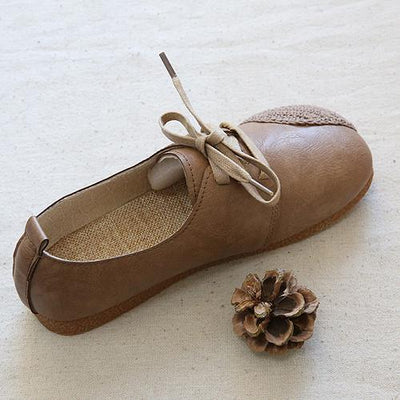 Babakud Handmade Linen Insole Lace Up Casual Leather Shoes