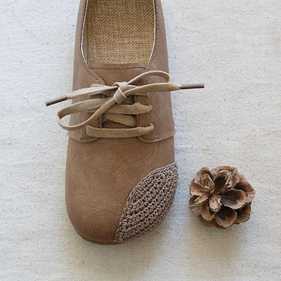 Babakud Handmade Linen Insole Lace Up Casual Leather Shoes
