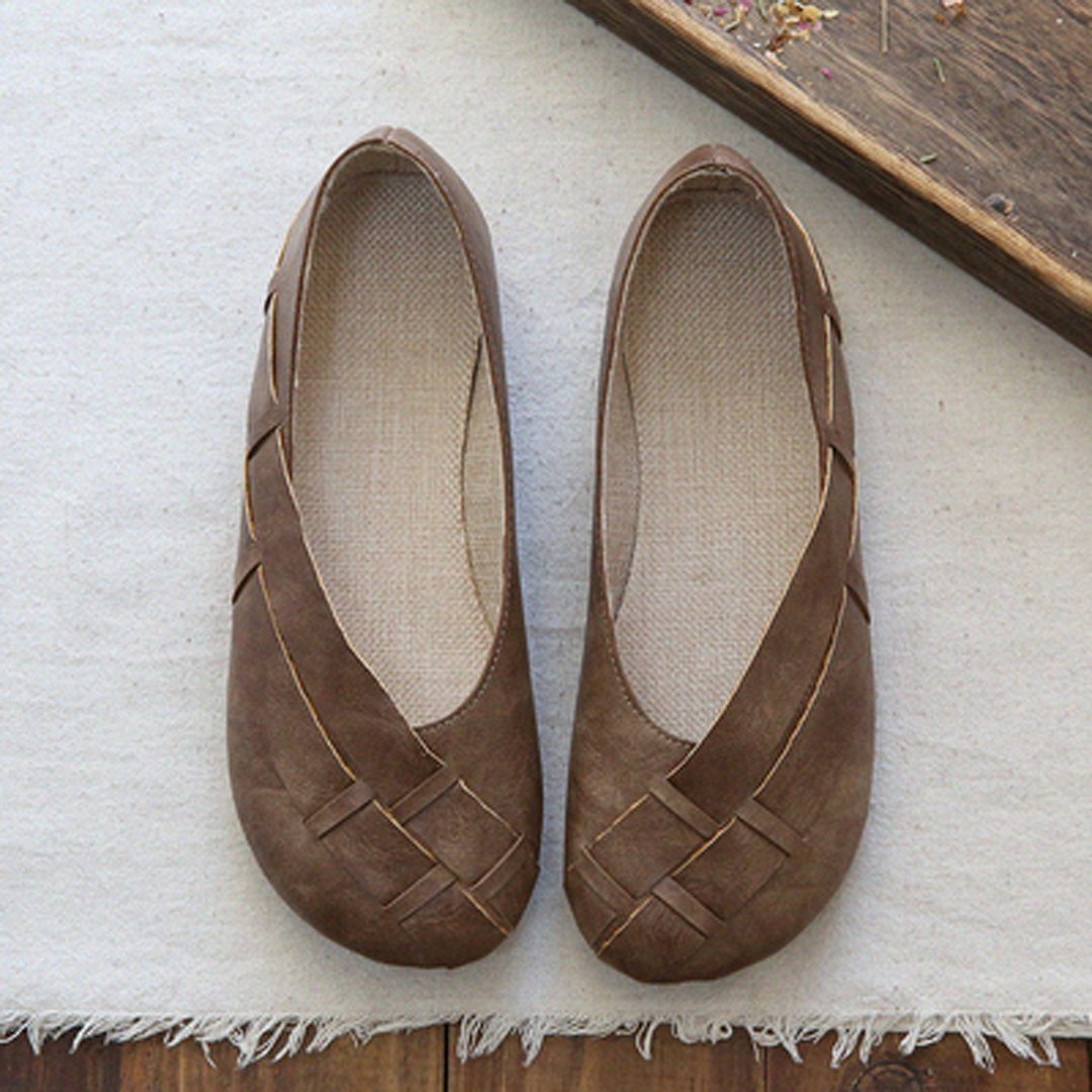 Babakud Handmade Plait Casual Loose Flats Shoes 2019 July New 35 Brown 