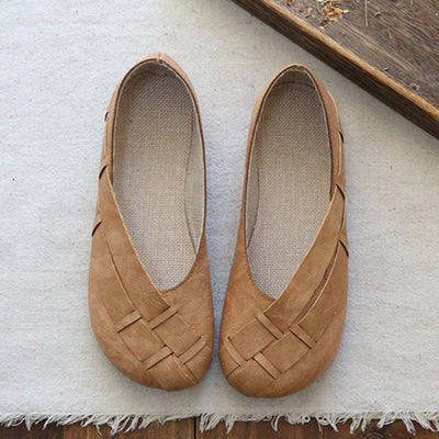 Babakud Handmade Plait Casual Loose Flats Shoes 2019 July New 35 Camel 