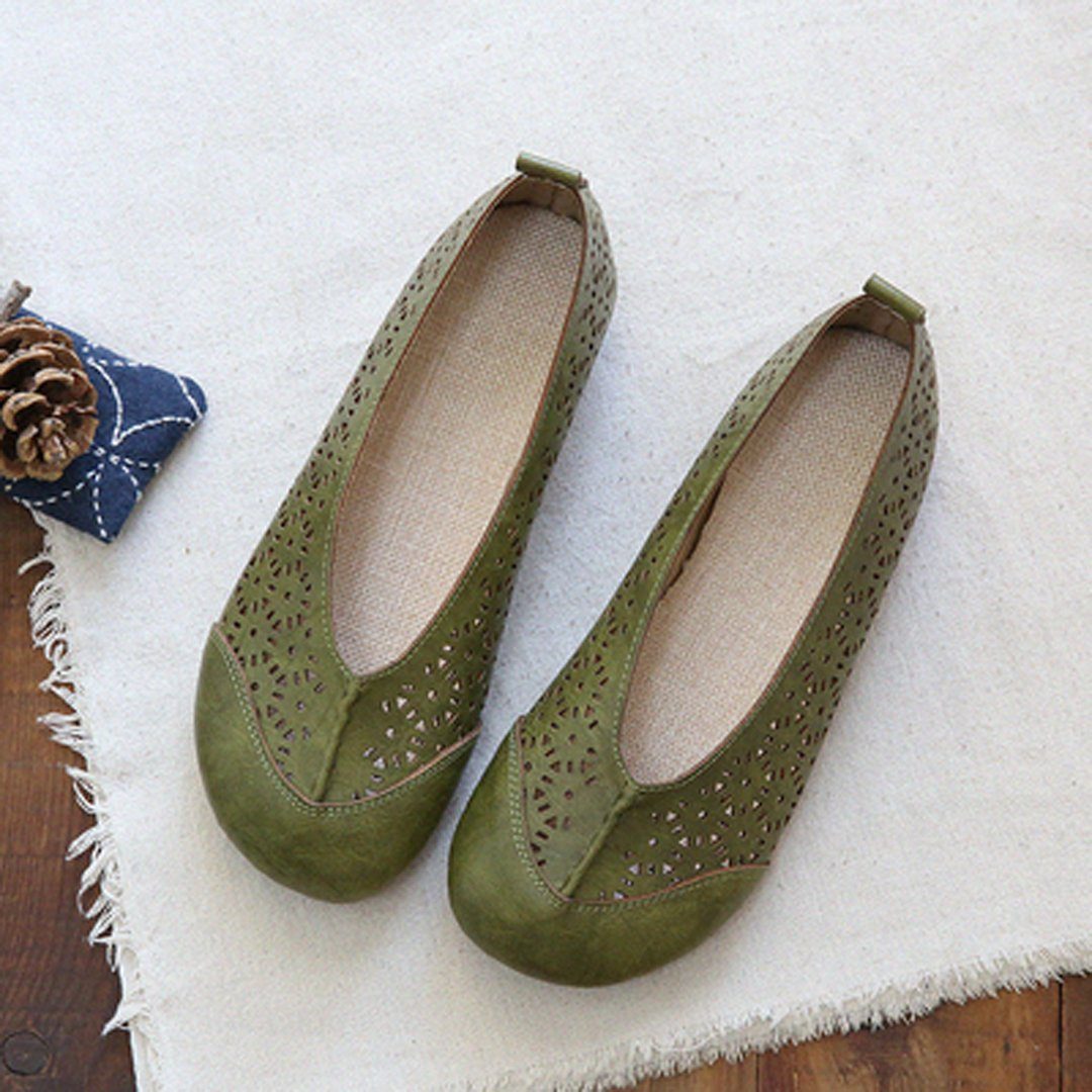 Babakud Hollow Out Breathable Sewing Slip On Shoes 2019 July New 35 Green 