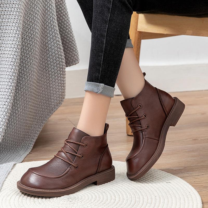 BABAKUD Lace-up Retro Big Toe Shoes Dec 2020-New Arrival 35 BROWN 