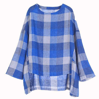 Babakud Large Size Loose Casual Cotton Linen Vintage Plaid Shirt 2019 July New 