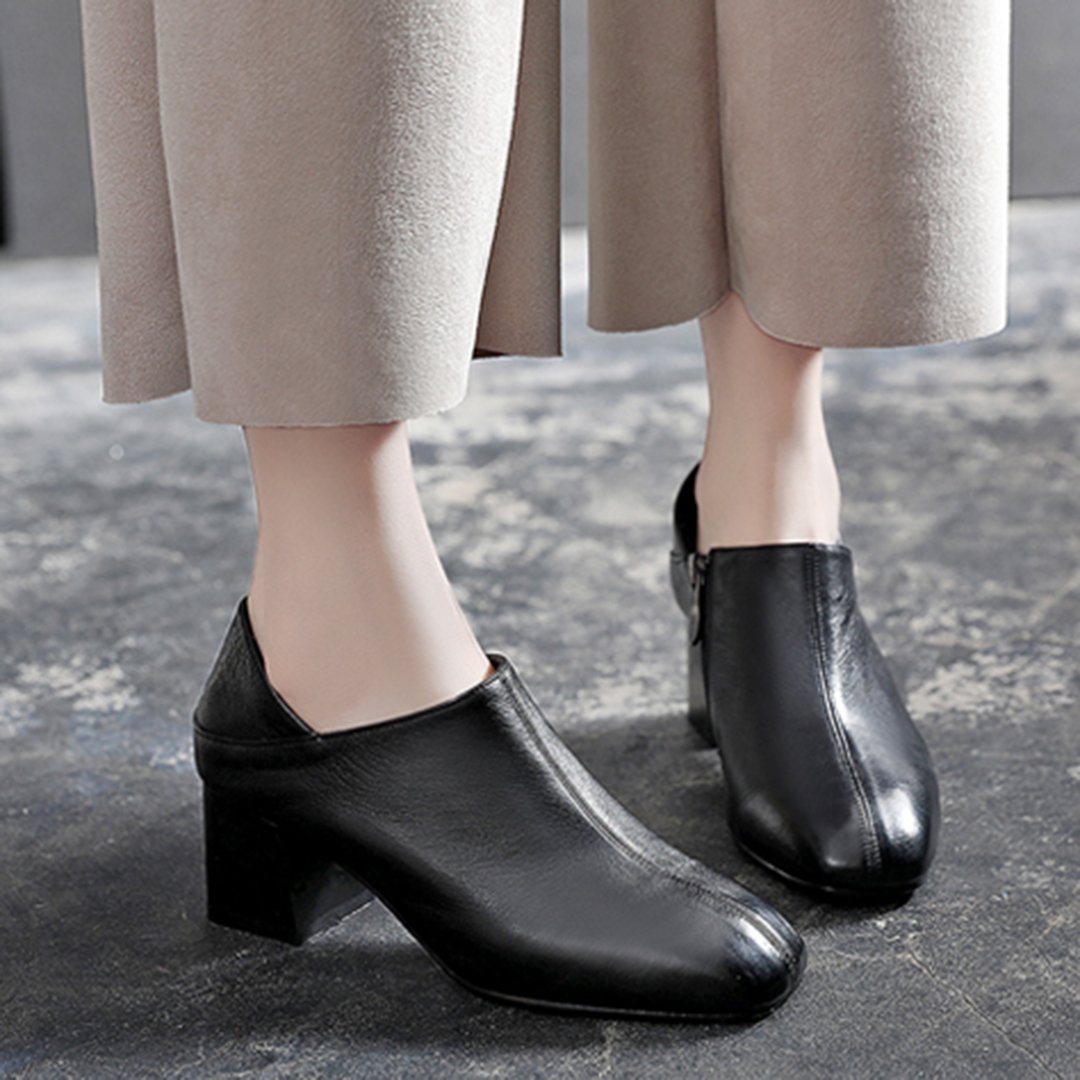 BABAKUD Leather Chunky Heels Two-Method-To-Wear Shoes