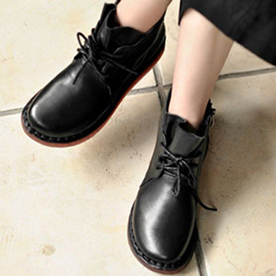 Babakud Leather Handmade Lace Up Boots With Side Zippers