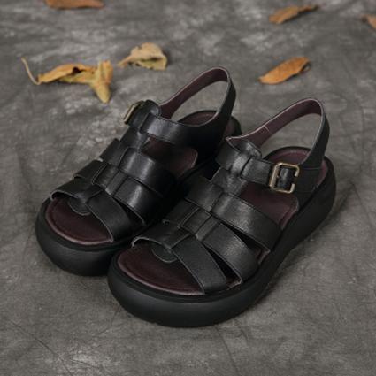 Babakud Leather Handmade Platform Summer Rome Buckle Sandals 2019 July New 