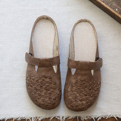 Babakud Leather Linen Flats Cotton Linen Sole Slippers