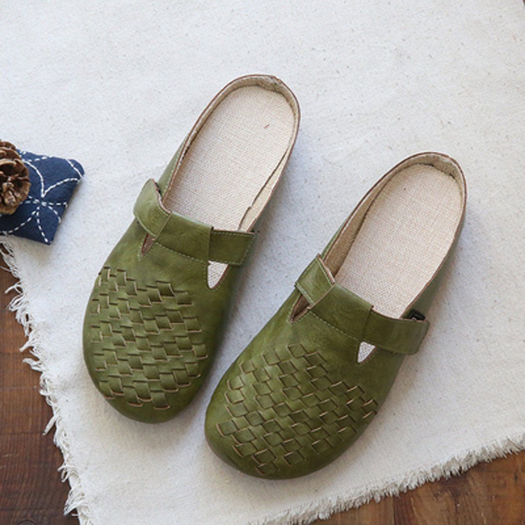 Babakud Leather Linen Flats Cotton Linen Sole Slippers 2019 July New 35 Green 