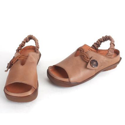 Babakud Leather Peep Toe Flats Gathered Belt Sandals 2019 July New 