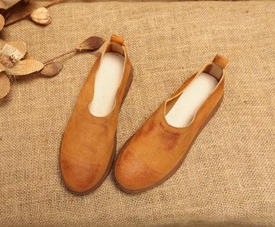 Babakud Leather Retro Soft Bottom Flat Casual Shoes