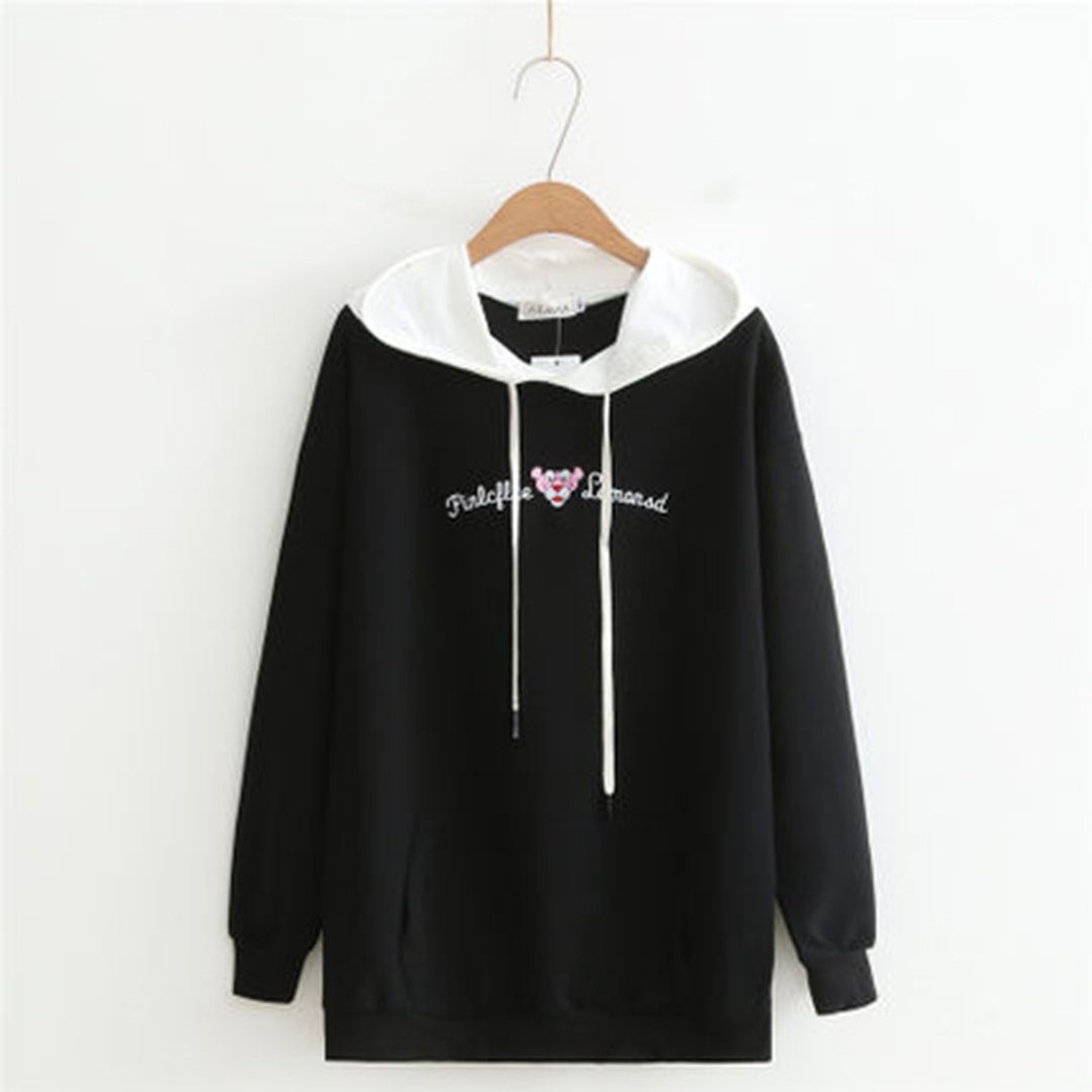 Babakud Loose Embroidery Casual Women Hoodie 2019 September New XL Black 