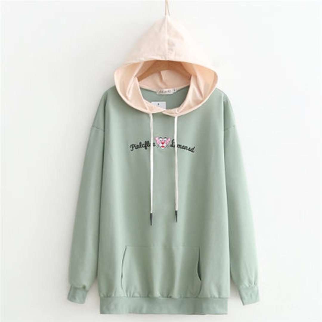 Babakud Loose Embroidery Casual Women Hoodie 2019 September New XL Green 