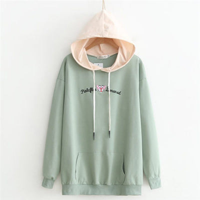 Babakud Loose Embroidery Casual Women Hoodie 2019 September New XL Green 