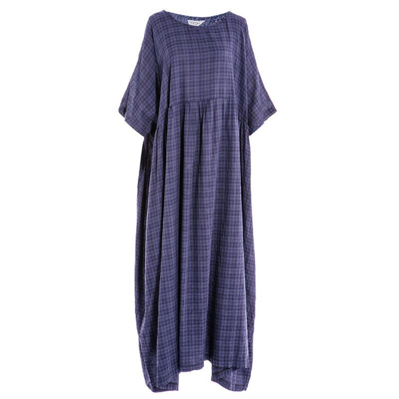 BABAKUD Loose Robes Maxi Plaid Cotton Linen Dress Women 2019 October New 
