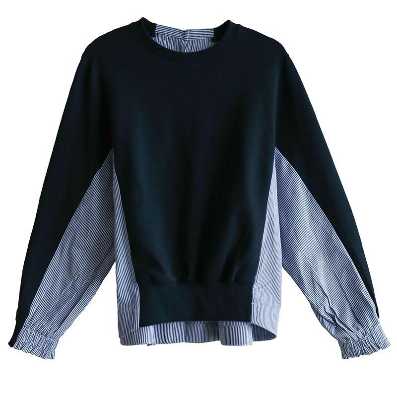 BABAKUD Loose Stripe Stitching Thin Sweater Autumn Shirt 2019 October New 