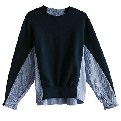 BABAKUD Loose Stripe Stitching Thin Sweater Autumn Shirt