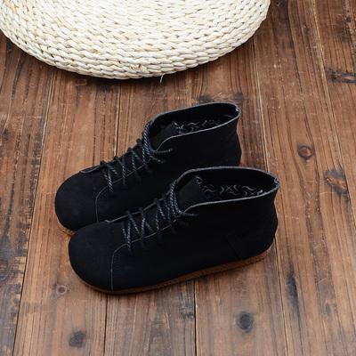 BABAKUD New Autumn Flat Retro Comfortable Casual Boots 2019 October New 35 Black 
