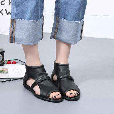 Babakud New Casual Flat Leather Sandals 2019 July New 35 Black 