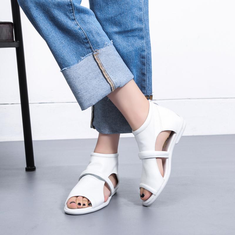 Babakud New Casual Flat Leather Sandals 2019 July New 35 White 