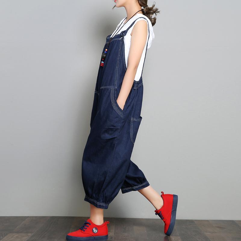 Babakud New Loose Denim Retro Solid Color Jumpsuit 2019 July New 