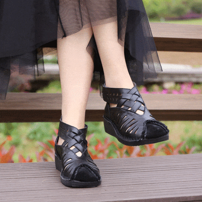 Babakud New Retro Handmade Summer Comforatable Women Sandals 2019 July New 35 Black 