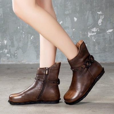 Babakud Original Handmade Leather Casual Women Boots With Belt