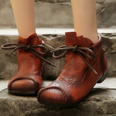 BABAKUD Original Handmade Leather Sewing Lace Up Boots 2019 August New 35 Light Brown 
