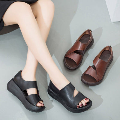 Babakud Peep Toe Wedge Casual Leather Sandals Summer Sandals Cll 