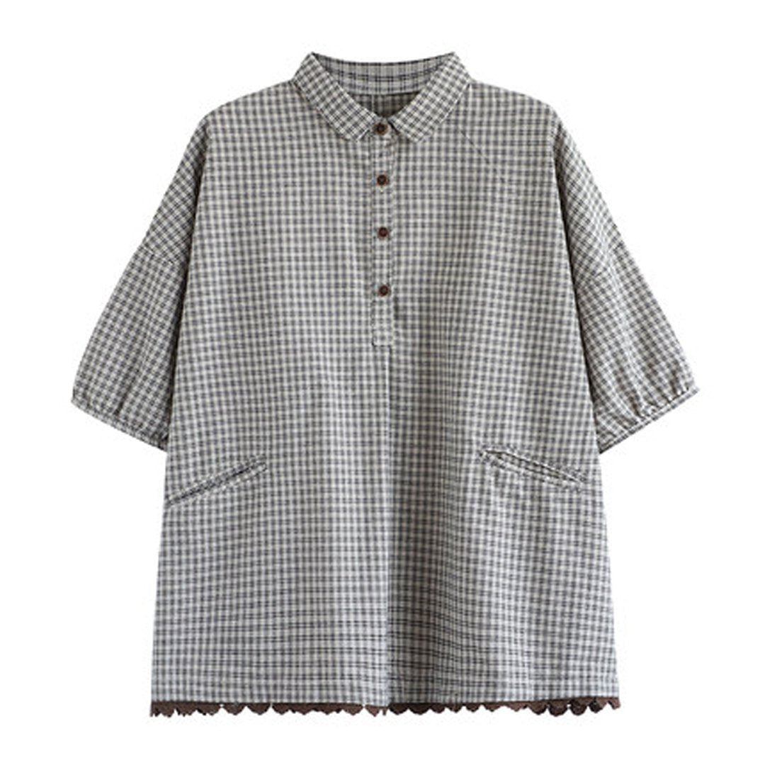 Babakud Plaid Button Pockets Casual Loose Shirt 2019 Jun New 