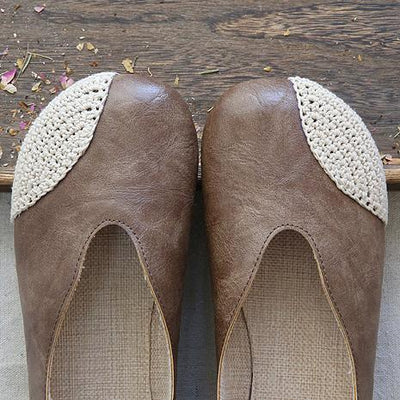 Babakud Plait Paneled Leather Slip On Casual Shoes