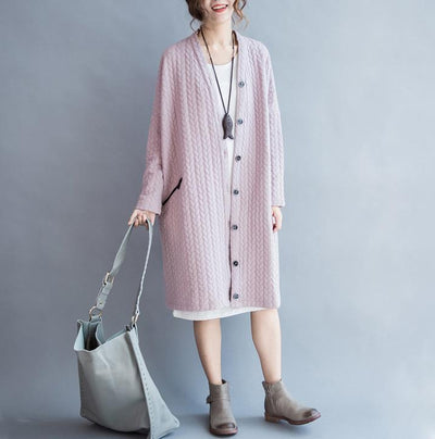 BABAKUD Plus Size Loose Knitted Buttons Cardigan Coat