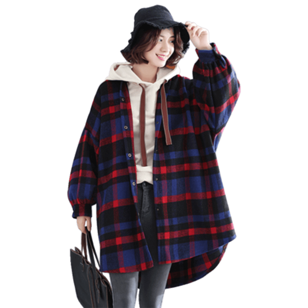 BABAKUD Plus Size Plaid Hooded Autumn Coat – Babakud