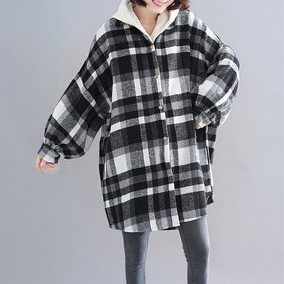 BABAKUD Plus Size Plaid Hooded Autumn Coat 2019 August New XL Gray 
