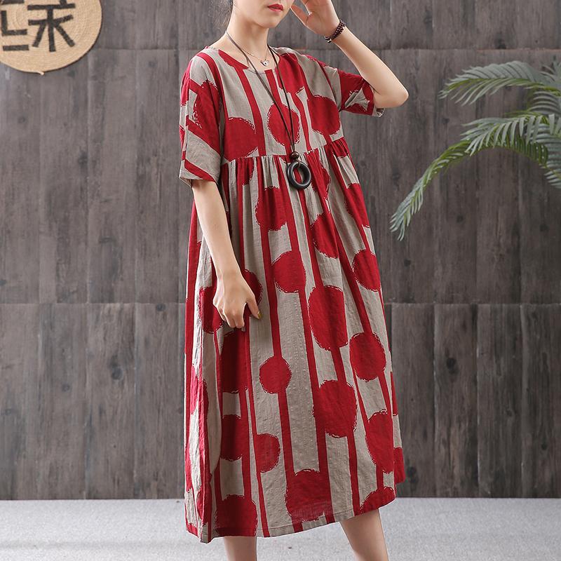Babakud Polka Dot Printed Linen Loose Casual Short Sleeved Dress 2019 July New 