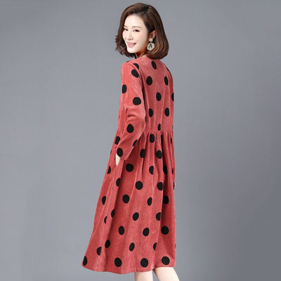 BABAKUD Polka Dots Casual Loose Gathered V-Neck Dress 2019 August New 