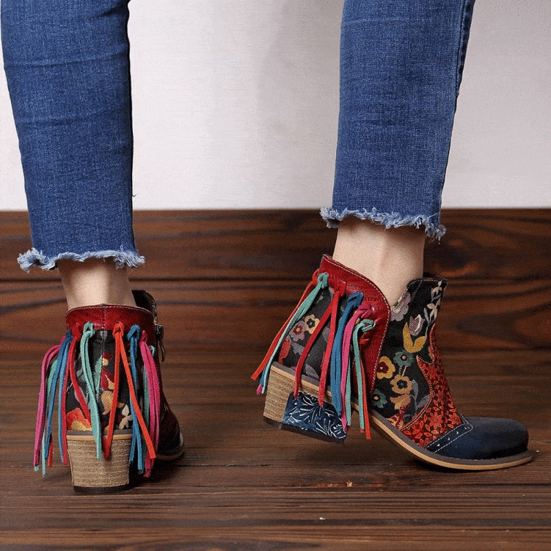 BABAKUD Printed Ethnic Tassel Jacquard Casual Fashion Women's Boots 36-42 2019 August New 