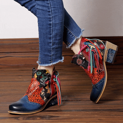 BABAKUD Printed Ethnic Tassel Jacquard Casual Fashion Women's Boots 36-42 2019 August New 36 As the picture 