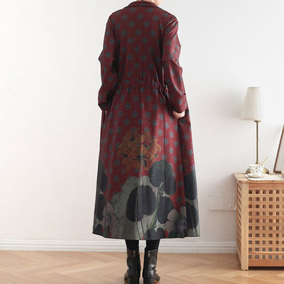 BABAKUD Printed Vintage Loose Casual Long Coat