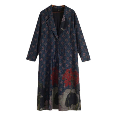 BABAKUD Printed Vintage Loose Casual Long Coat