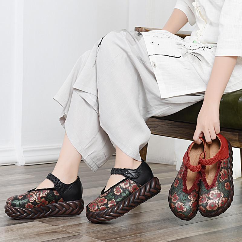 BABAKUD Retro Autumn Leather Platform Ccomfortable Ethnic Shoes 2019 October New 
