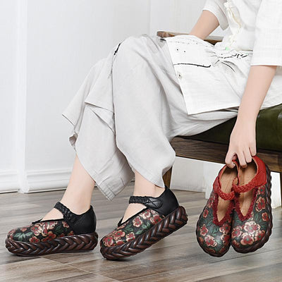 BABAKUD Retro Autumn Leather Platform Ccomfortable Ethnic Shoes