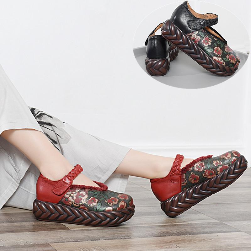 BABAKUD Retro Autumn Leather Platform Ccomfortable Ethnic Shoes 2019 October New 