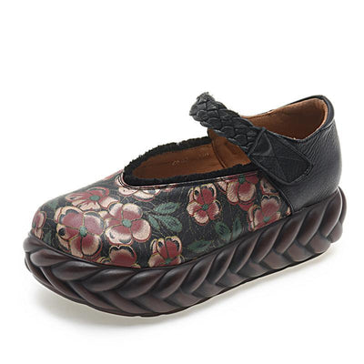 BABAKUD Retro Autumn Leather Platform Ccomfortable Ethnic Shoes