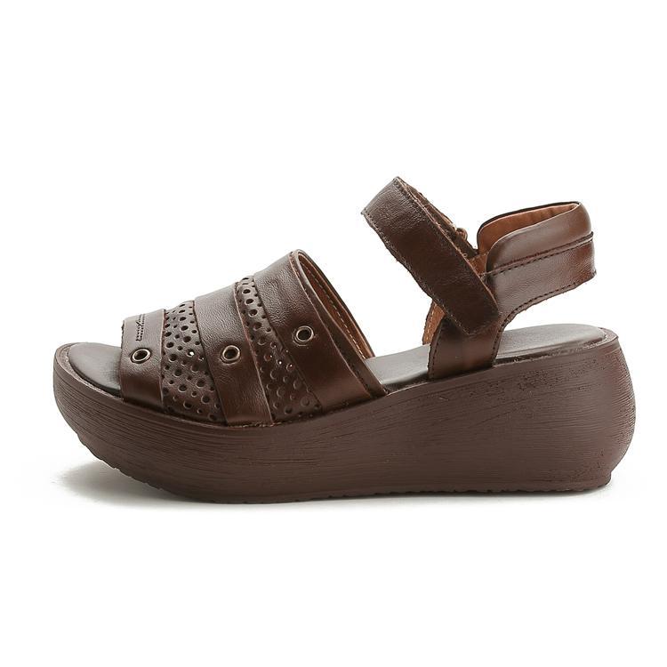 Babakud Retro Leather Thick Bottom Women Sandals Shoes