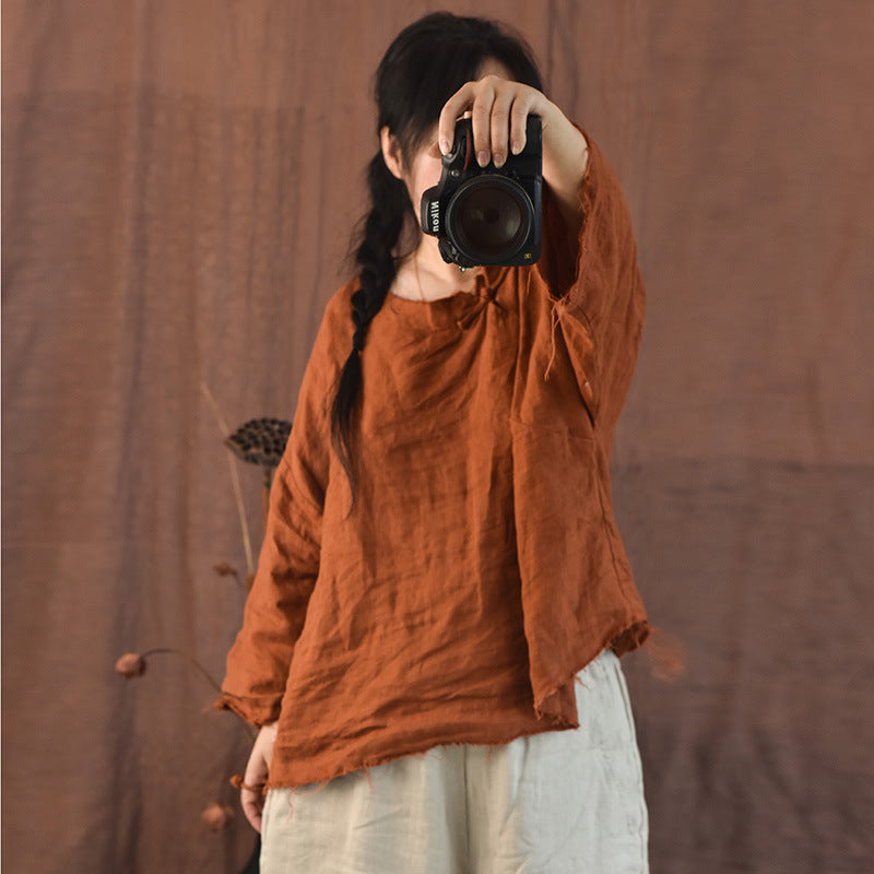 Babakud Retro Solid Loose Linen Sweater Sep 2022 New Arrival 
